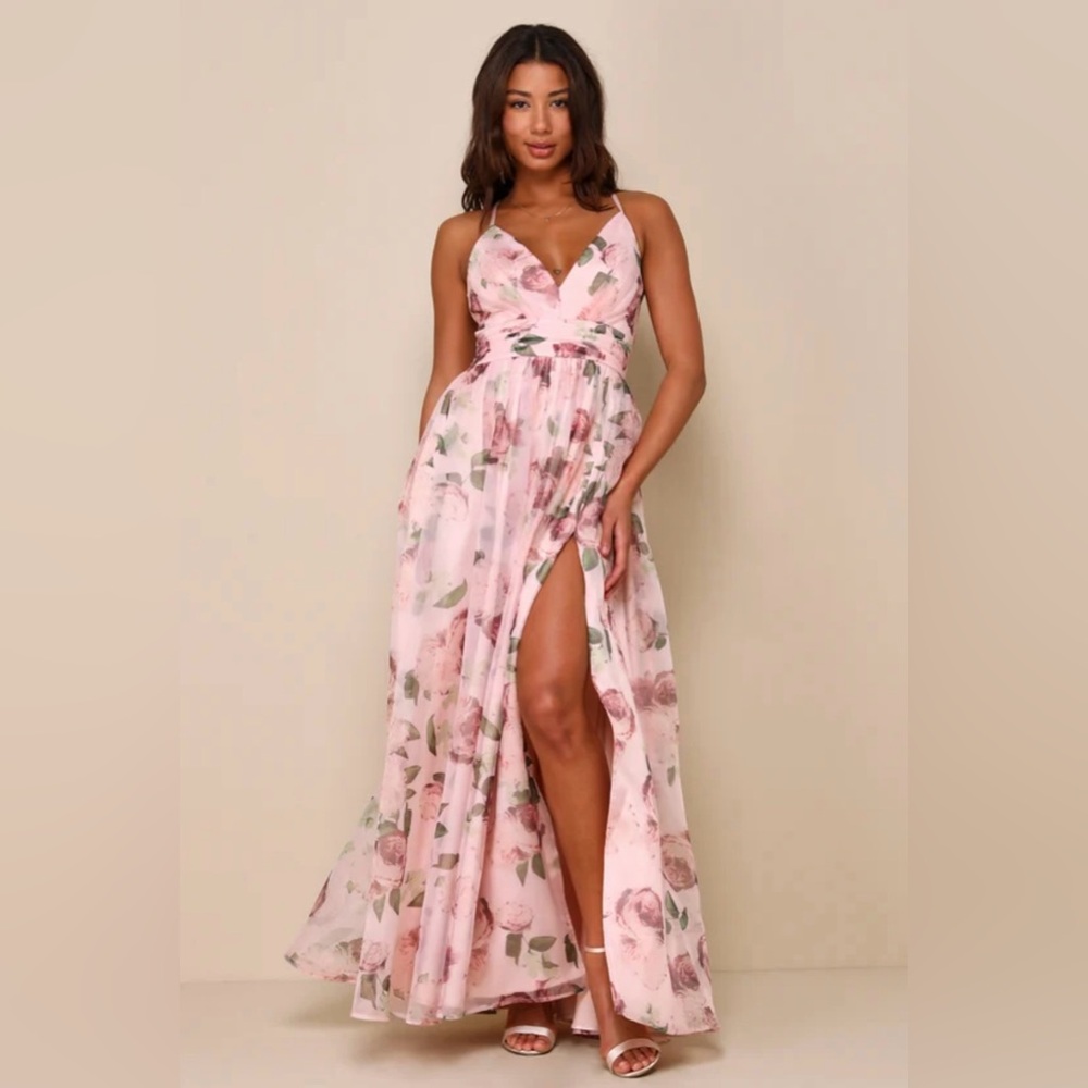 Lulu's Pink Sleeveless Maxi Dress with Sweetheart Neckline
